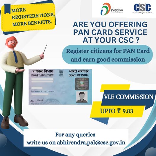 Are you offering PAN CARD Service at your #CSC?
 Dear VLEs, Register citizens fo…