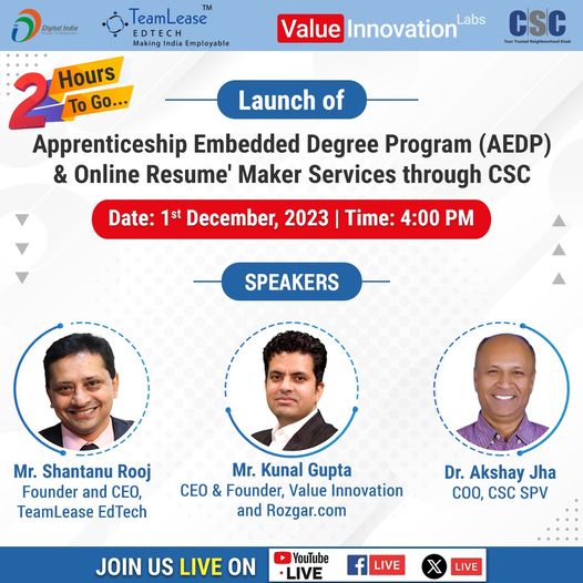 2 Hours To Go for the Launch of Apprenticeship Embedded Degree Program (#AEDP) &…