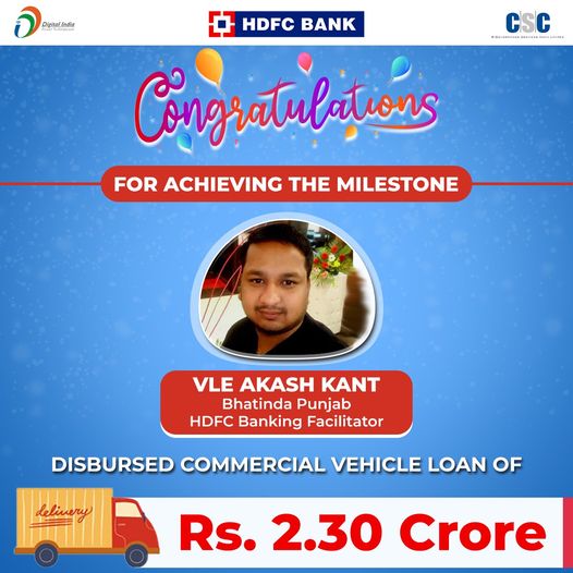 Congratulations for achieving this milestone…
 VLE AKASH KANT from Bhatinda, P…