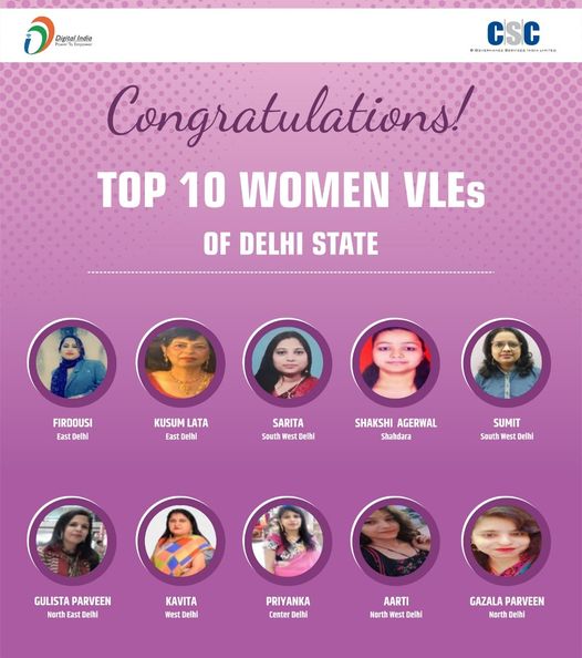 CSC Celebrating Women VLEs!!
 Congratulations to all the Top 10 Women VLEs of De…