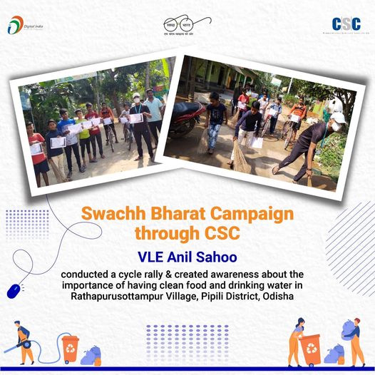 Swachh Bharat Campaign through #CSC…
 VLE Anil Sahoo conducted a cycle rally &…