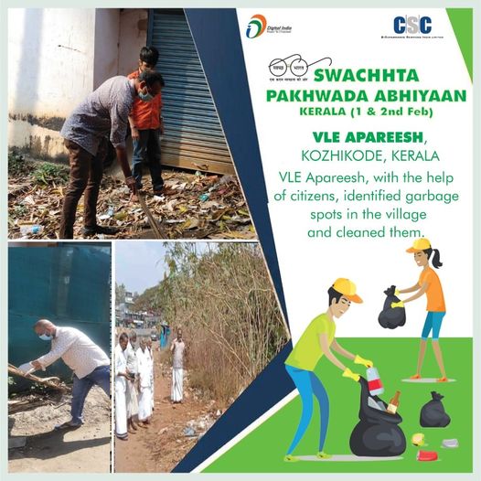 Swachh Bharat Campaign through CSC…
 VLE Apareesh from Kerala with the help of…