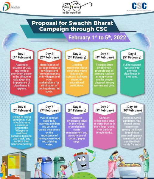 Proposal for Swachh Bharat Campaign through CSC…
 February 1st to 15th, 2022
 …