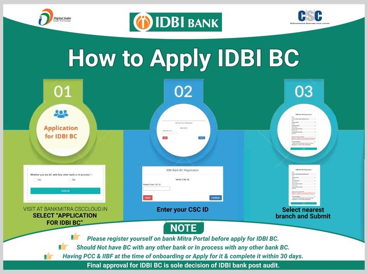 Dear VLEs, Here’s How to Apply IDBI BC…
 Note: Final approval for IDBI BC is t…