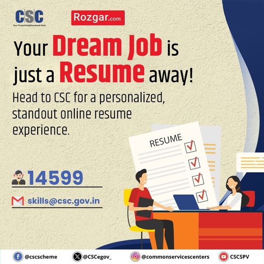 Your ‘Dream Job’ is just a ‘Resume’ away!!
 Head to #CSC for a personalized, sta…