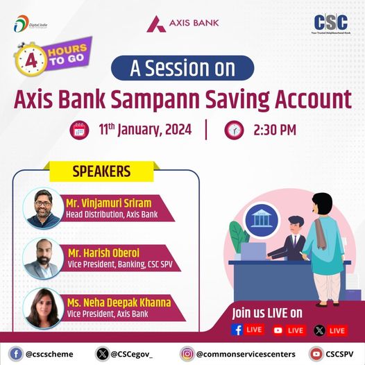 4 hours to go for the Session on Axis Bank Sampann Saving Account…

Join Mr. V…