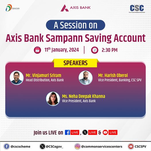 A Session on Axis Bank Sampann Saving Account…

Join Mr. Vinjamuri Sriram, Hea…