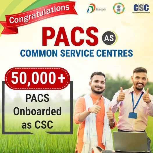 Congratulations!!
 PACS as Common Service Centres…
 With over 50,000 #PACS onb…
