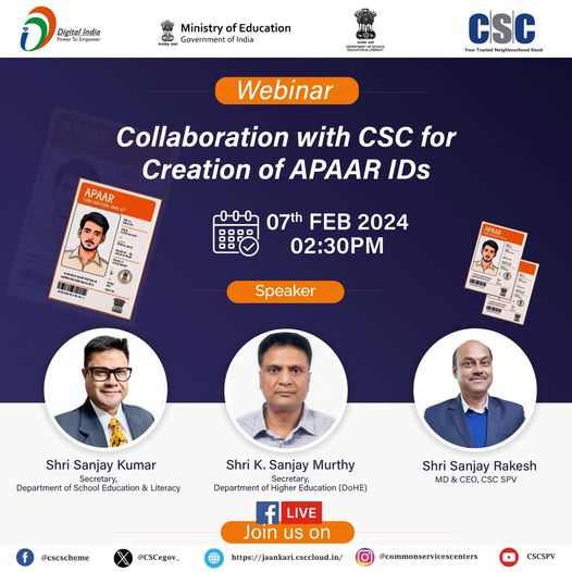 Webinar Collaborations with CSC for the Creation of #APAAR IDs…

In the Presen…