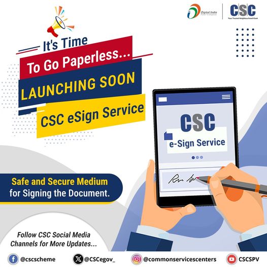 It’s Time To Go Paperless & #GoDigital with #CSCeSign Service….

Launching soo…