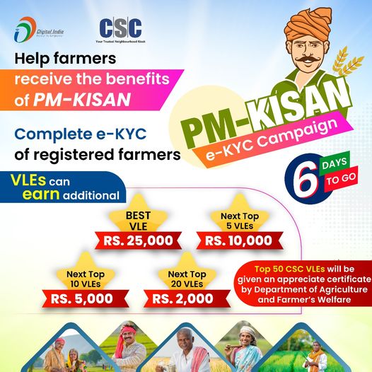 6 days to go! Help farmers complete their E-KYC and receive the 16th ...